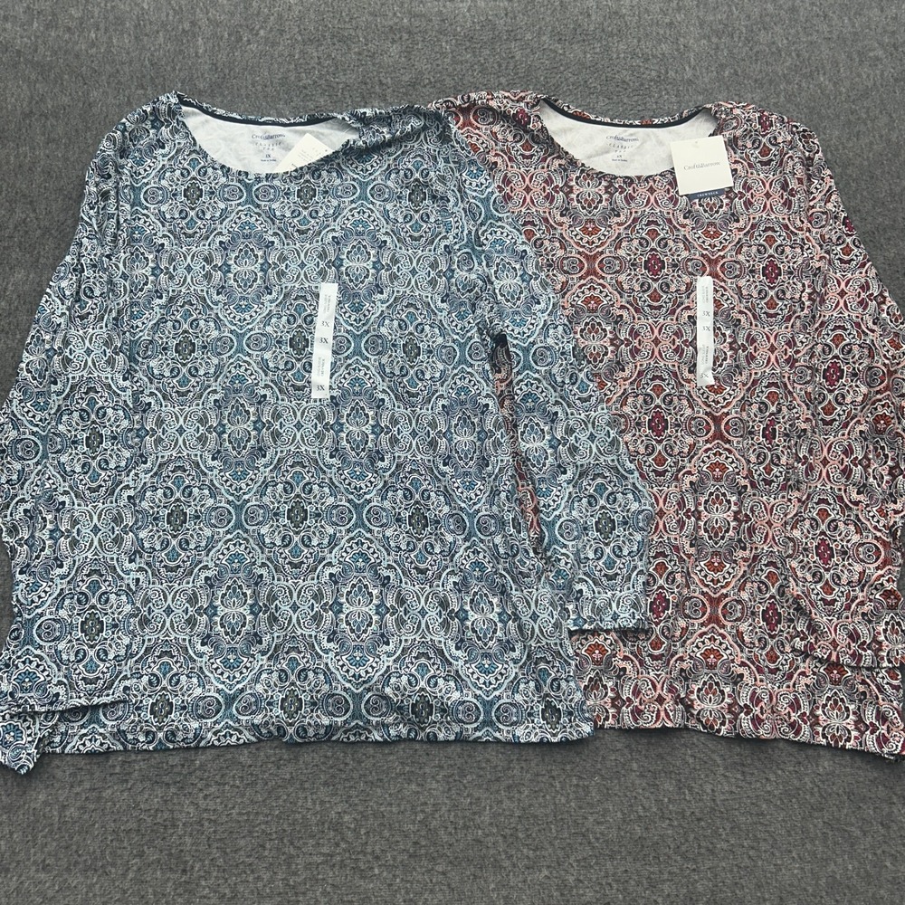 Croft & Barrow Plus Size 3X Classic Tee Crew Neck T-Shirt Top Set Long Sleeve